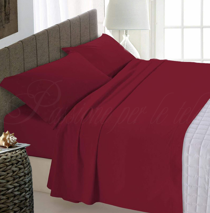 Completo lenzuola tinta unita misto cotone