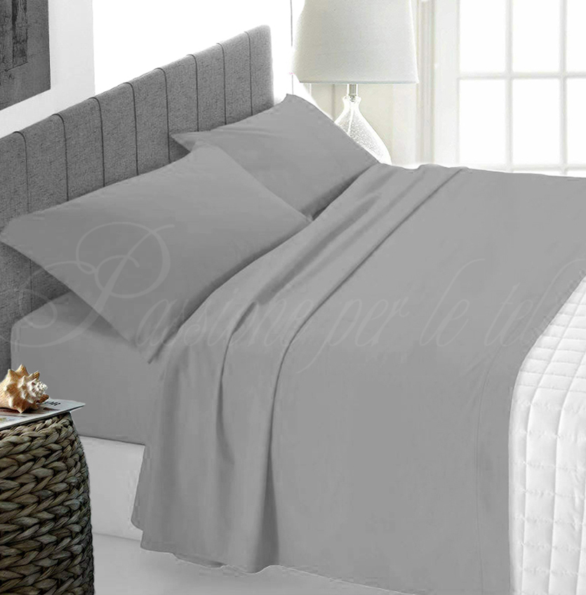 Completo lenzuola tinta unita misto cotone