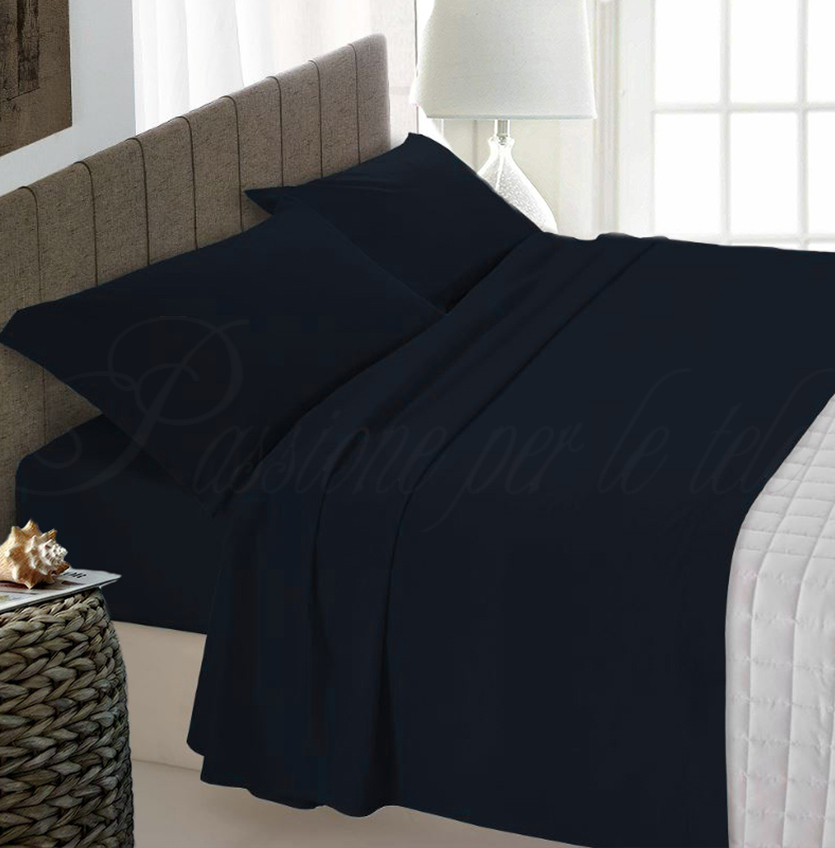 Completo lenzuola tinta unita misto cotone