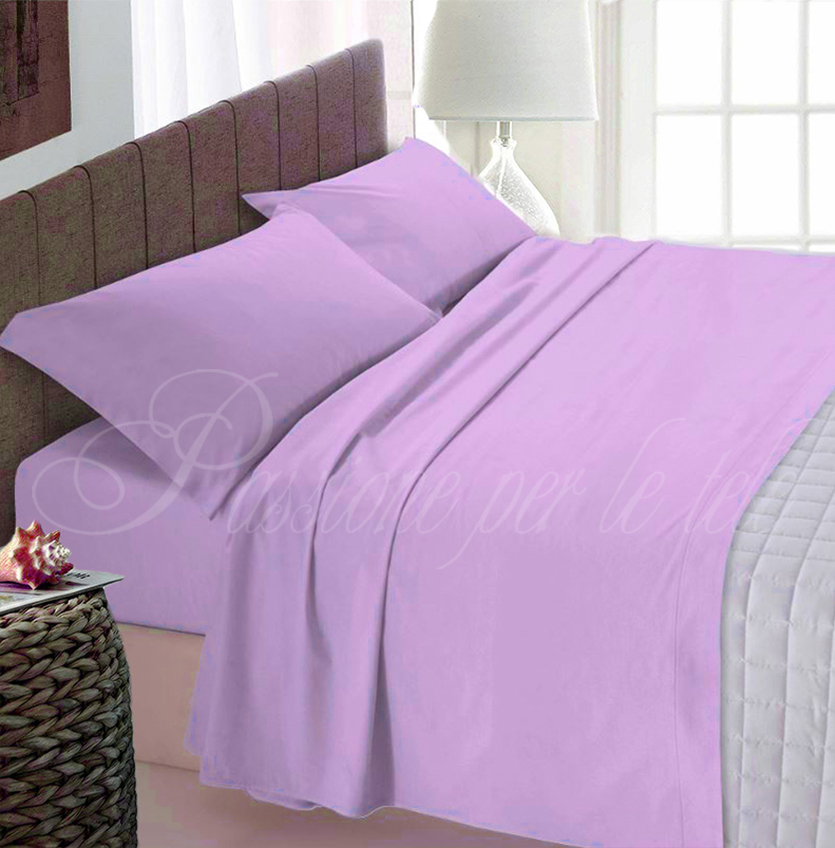 Completo lenzuola tinta unita misto cotone