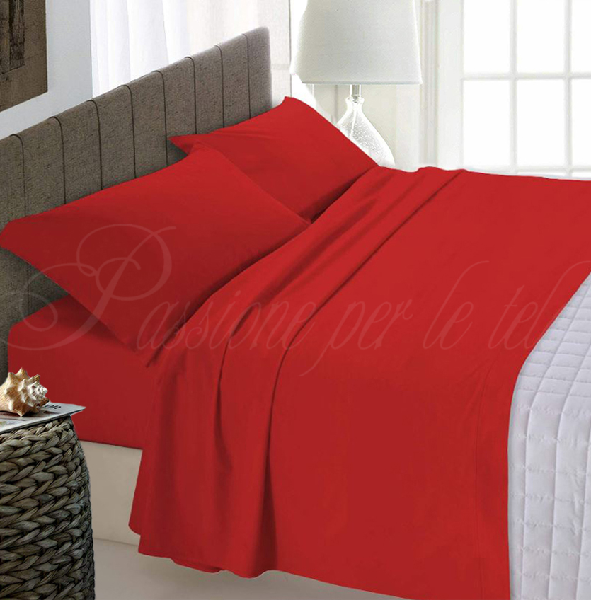 Completo lenzuola tinta unita misto cotone