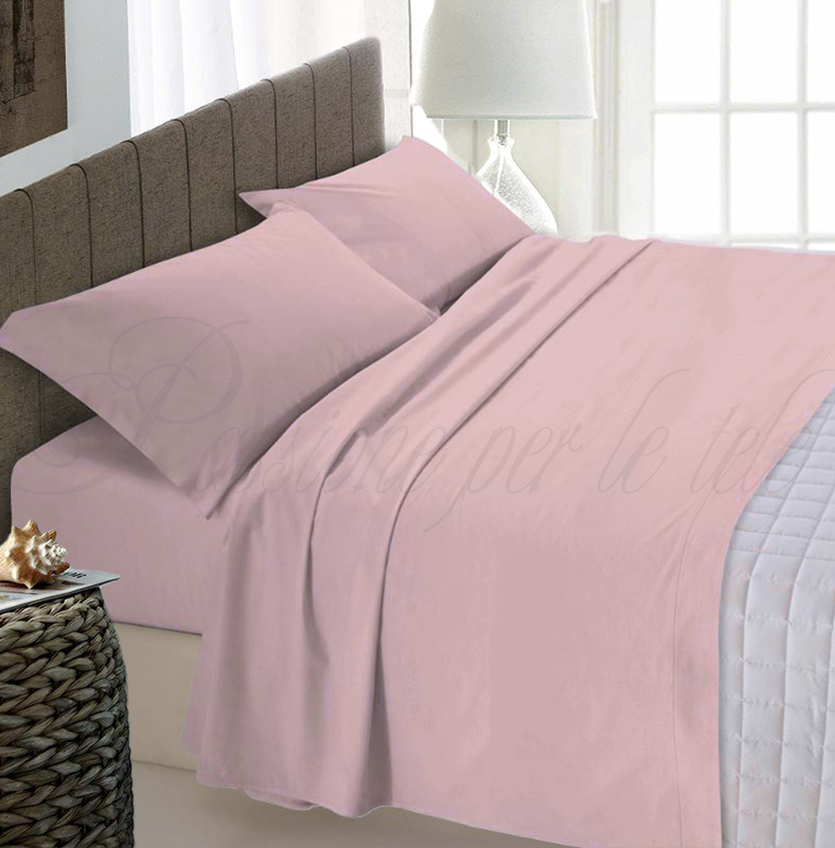 Completo lenzuola tinta unita misto cotone