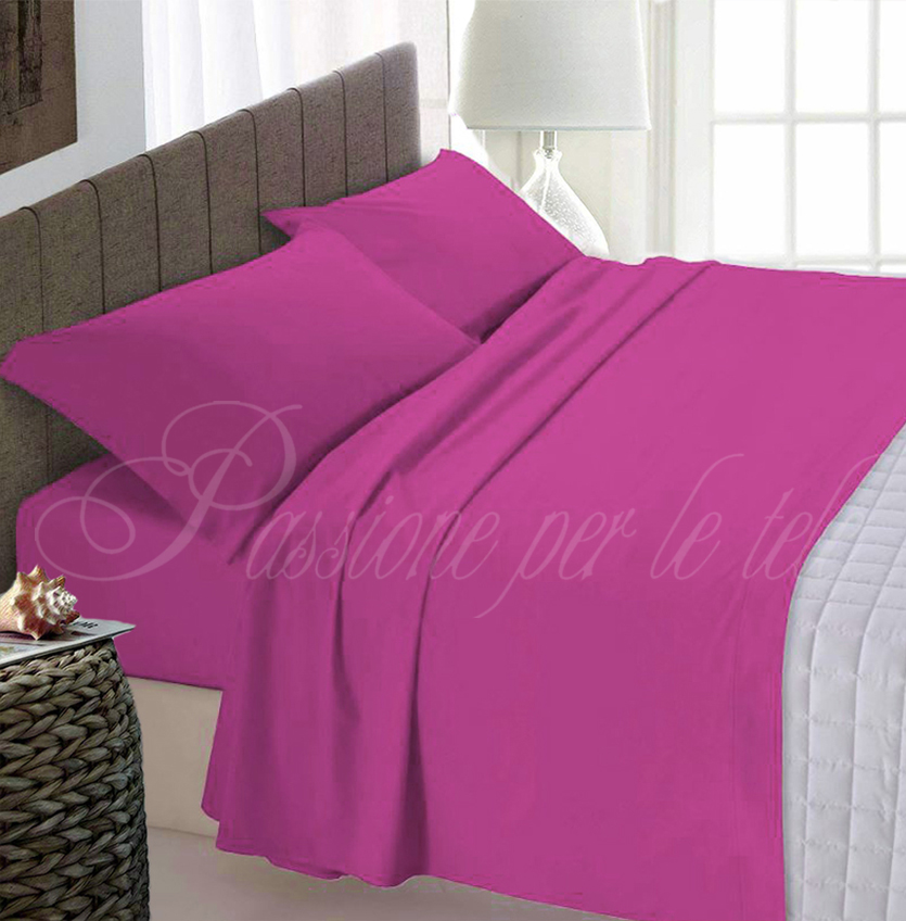 Completo lenzuola tinta unita misto cotone