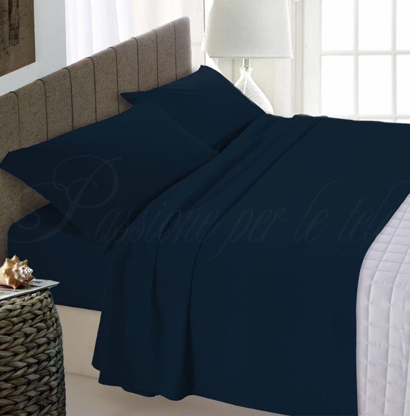 Completo lenzuola tinta unita misto cotone