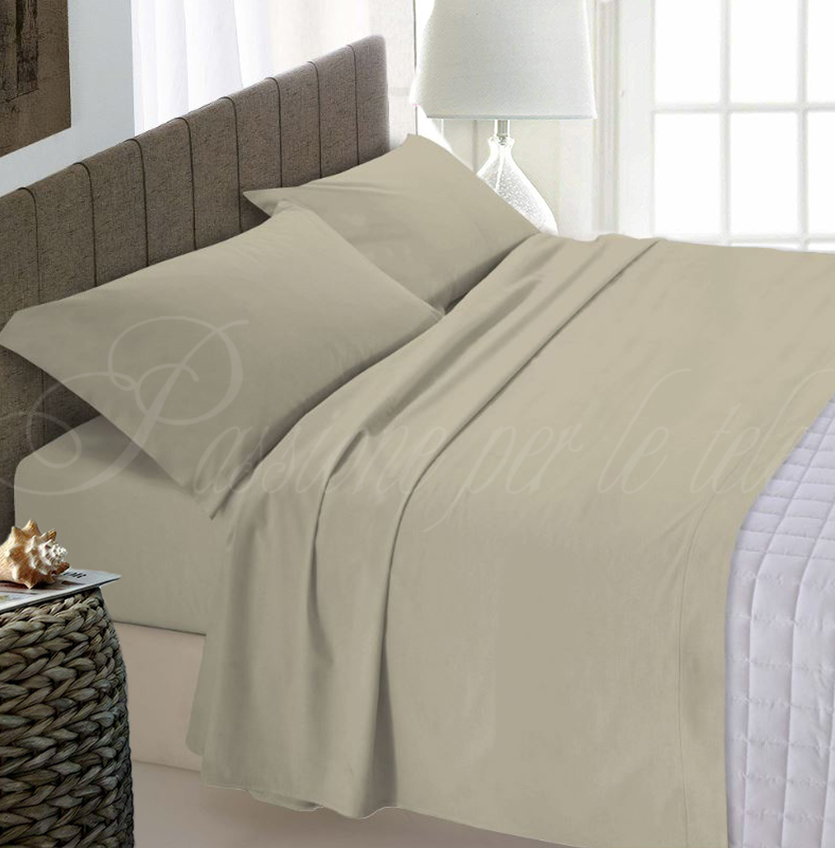 Completo lenzuola tinta unita misto cotone