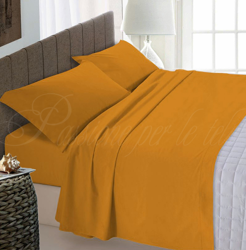 Completo lenzuola tinta unita misto cotone