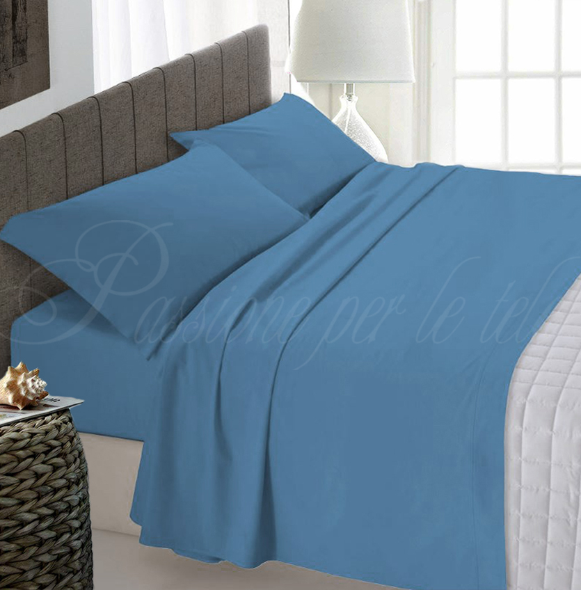 Completo lenzuola tinta unita misto cotone