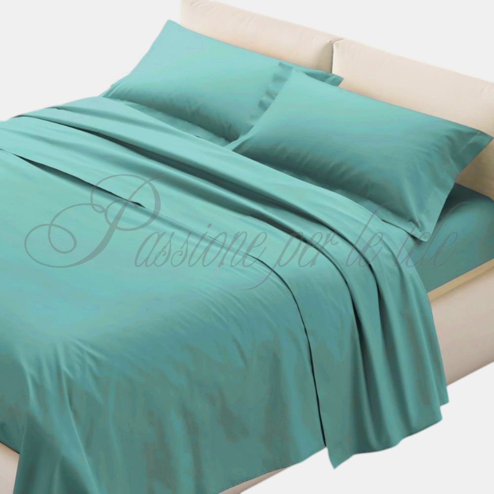 Completo lenzuola cotone percalle con federe 3 volani