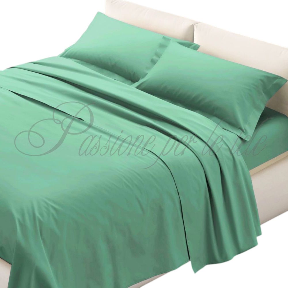 Completo lenzuola cotone percalle con federe 3 volani