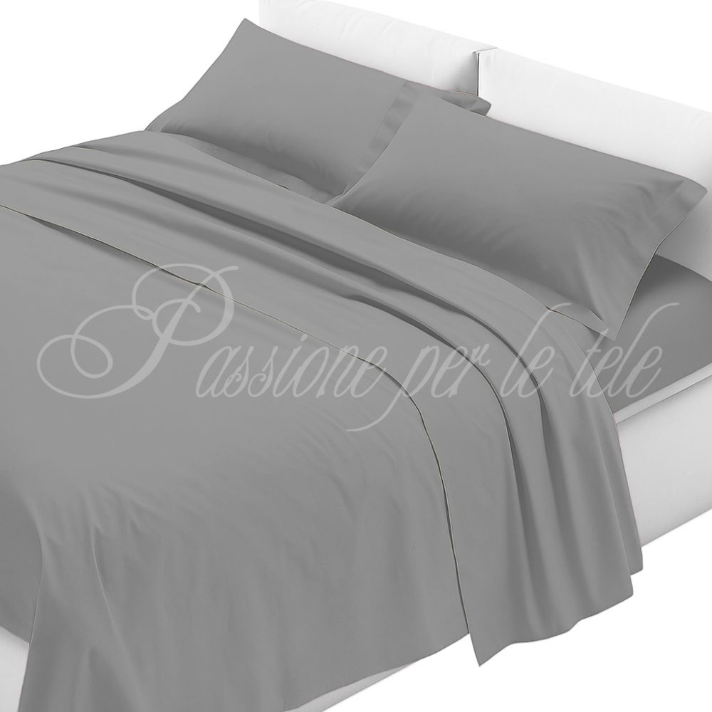 Completo lenzuola cotone percalle con federe 3 volani