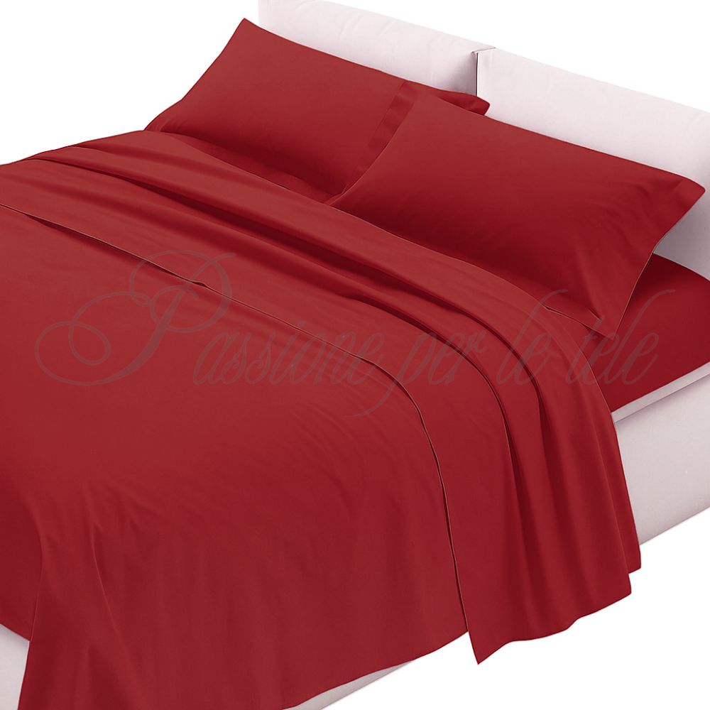 Completo lenzuola cotone percalle con federe 3 volani